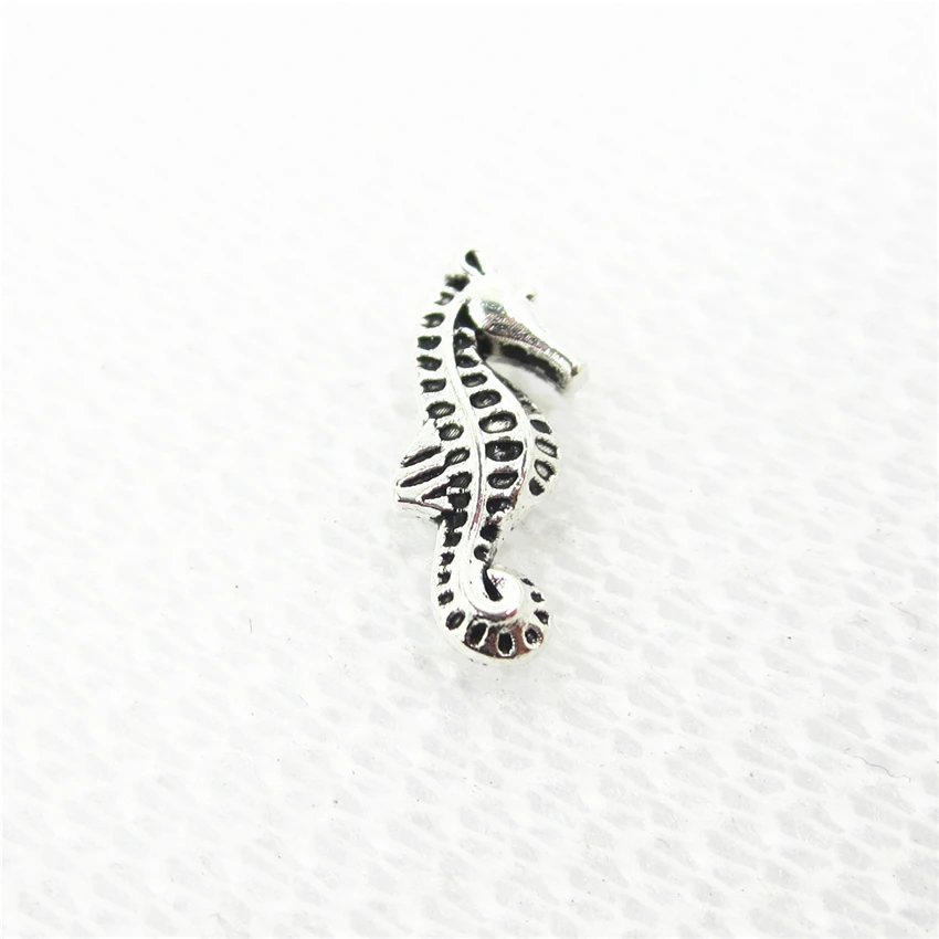 Hot Selling 20pcs/lot Silver Sea Horse Floating Charms Living Glass Memory Lockets DIY Jewelry Accessory