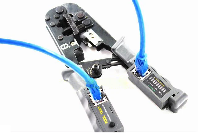 4 in 1 Multitool Wire Crimp Krimptang Testen Tang Draad Stripper RJ11 RJ12 RJ45 Kabel Crimper Cutter Tester LED afneembare