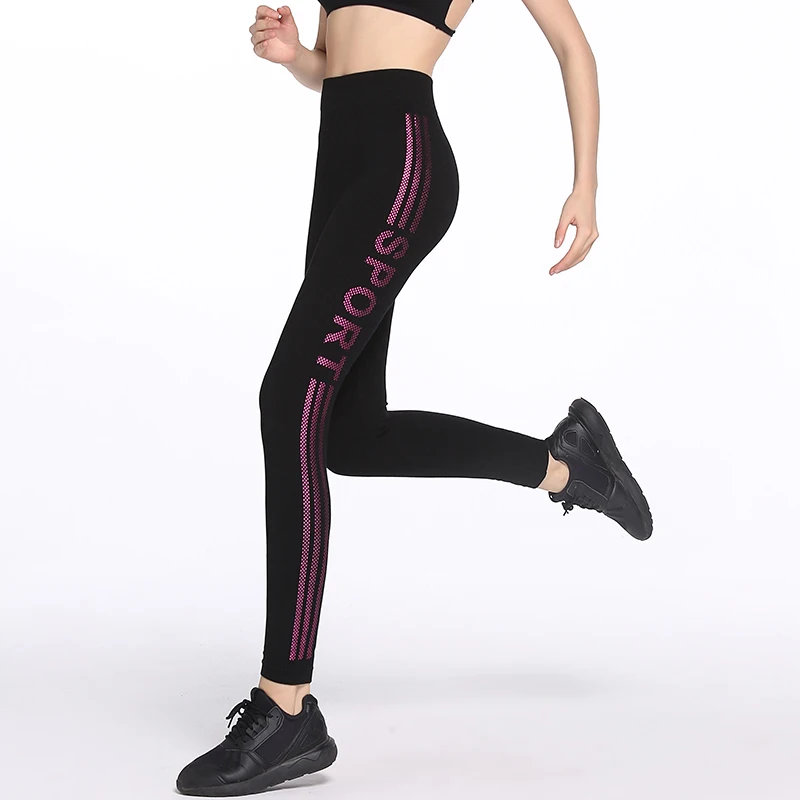 Heiße Frauen Gestrickte Sexy Leggings Ankle-Länge Sporting und Casual Gestreiften und Brief Druck Leggings Plus Größe