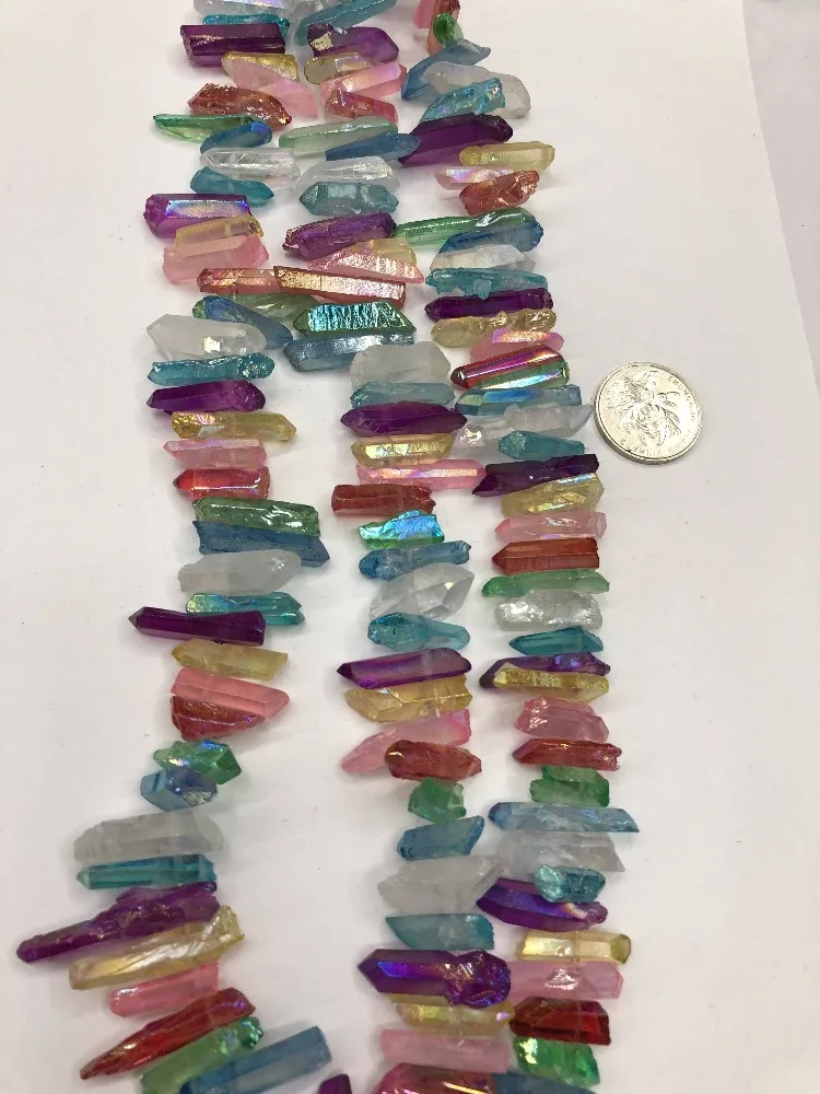 5-7mmx20-30m Natural Quartzs Pink,Green,Blue,Rose Colour Wand Worry stone Semi Precious beads Strand 15 inches Wholesale For DIY