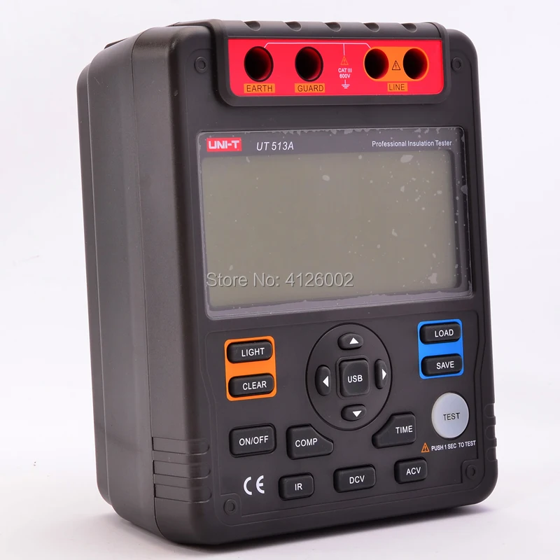 UNI-T UT513A Tester di resistenza di isolamento 5000 V; Memorizzazione dati/Grafico a barre analogiche/DAR/Transferimento dati USB/Retroilluminazione LCD