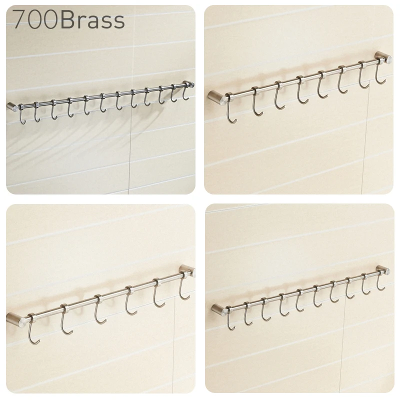 700Brass Stainless Steel Hooks Kitchen Pot Pan Hanger Clothes Rack, 6 Hooks, 8 Hooks, 10 Hooks, 12Hooks