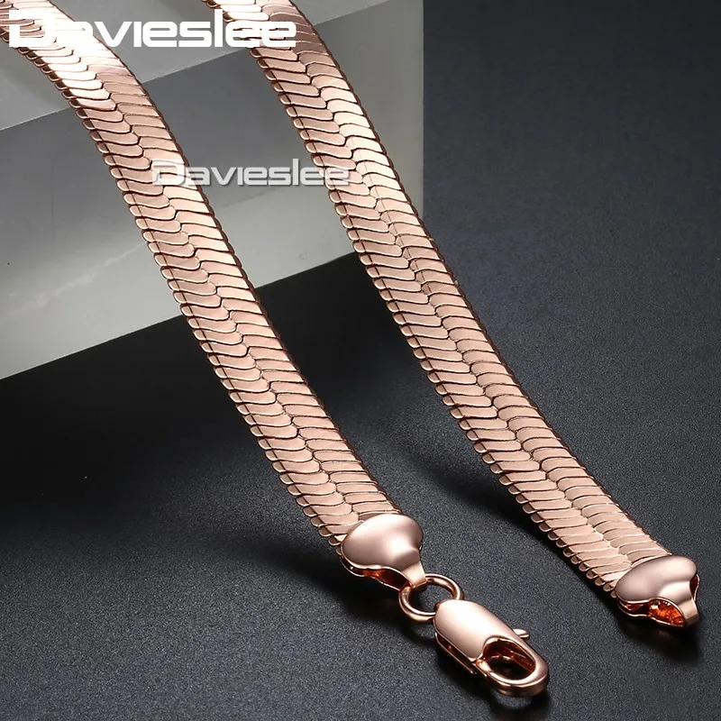 

Gold Color Necklace Herribone Chain Rose Gold Color Jewelry for Men Women 9mm 48cm DGN277