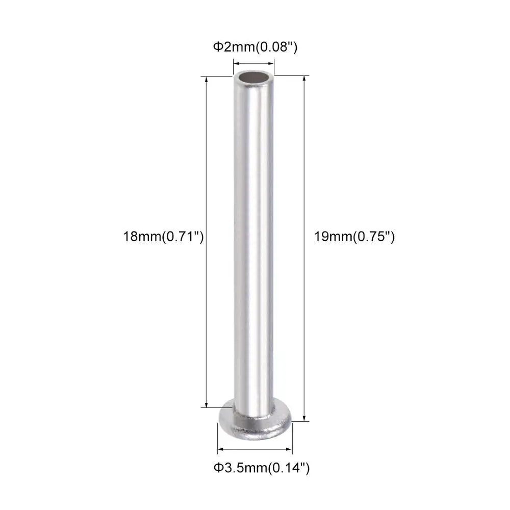 100 Pz M2 M2.5 M3 M4 M5 M6 Alluminio Sottile Testa Piatta Punzone Semi Cavo Rivetto Semi-Tubolare Rivetti Gambo Diametro2 2.5 3 4 5 6mm