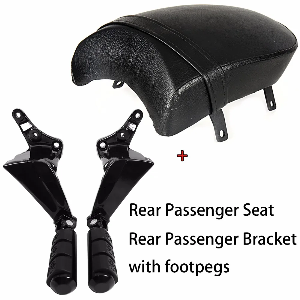 Rear Gloss Black Passenger Seat&Bracket Rudyness Footpegs For 2002-2013 Victory Boardwalk Judge Vegas Highball Models