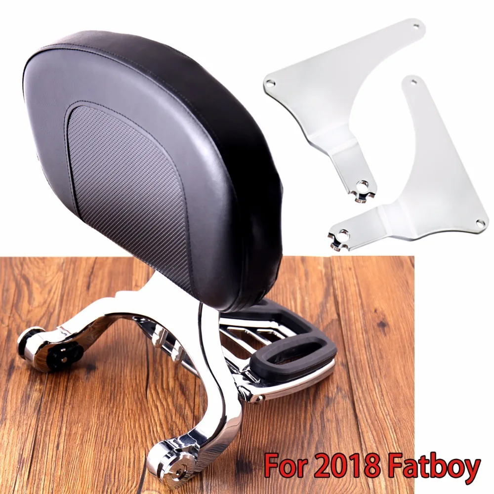 Chrome Fixed Mount&Multi Purpose Adjustable Driver Passenger Backrest For Harley FATBOY 2018 Model