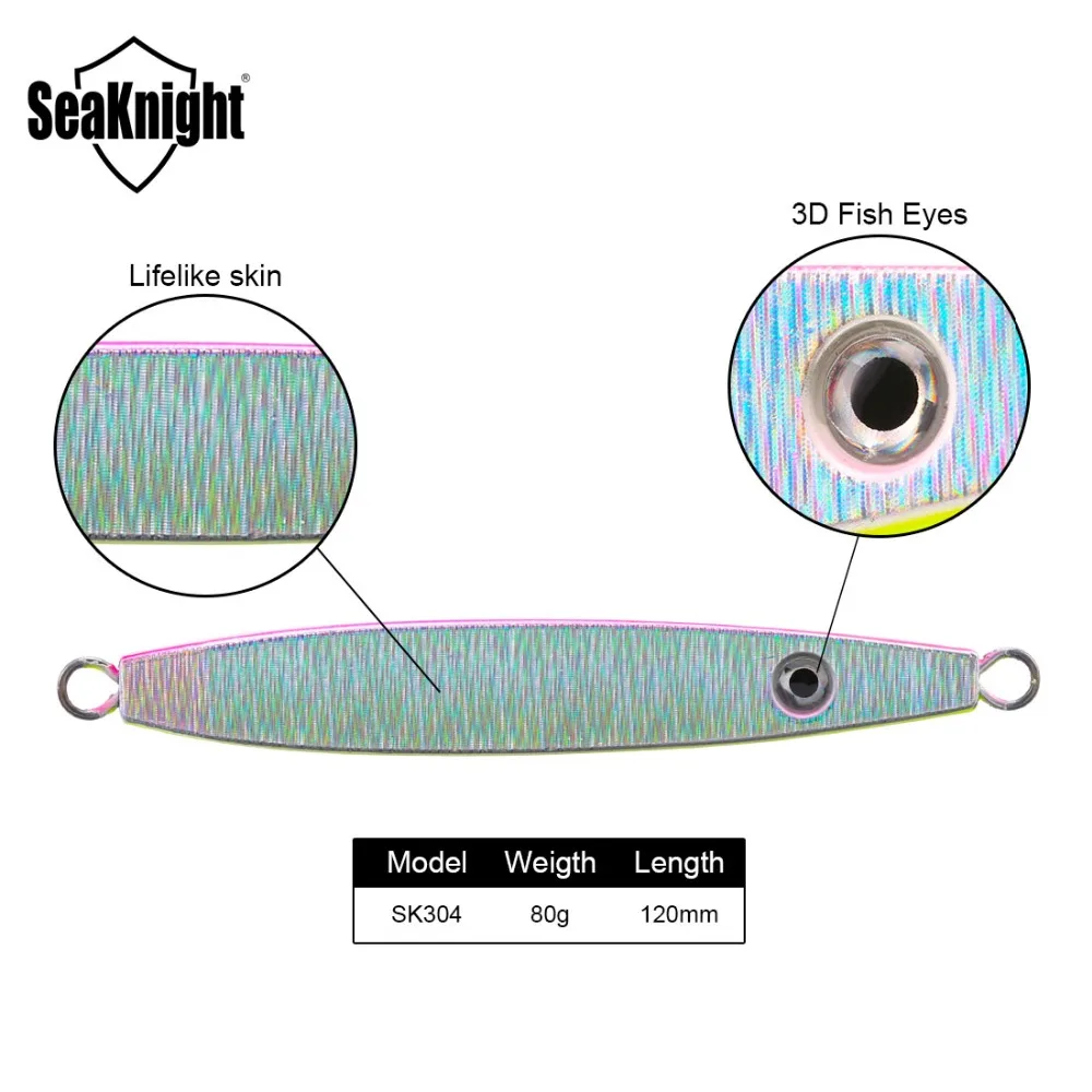 SeaKnight SK304 Jigging 40g 60g 80g 100g 150g 1PC Metal Jig Sinking Fishing Lure Jig Spoon 3D Eyes Boat Fishing Fishing Tackle