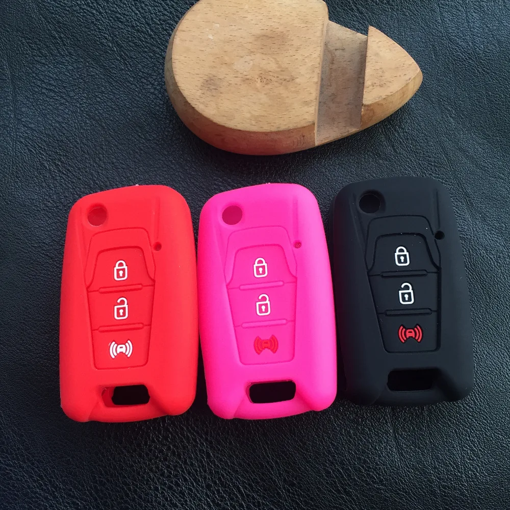 3 button silicone car key cover set holder case for SSANGYONG KORANDO floding key