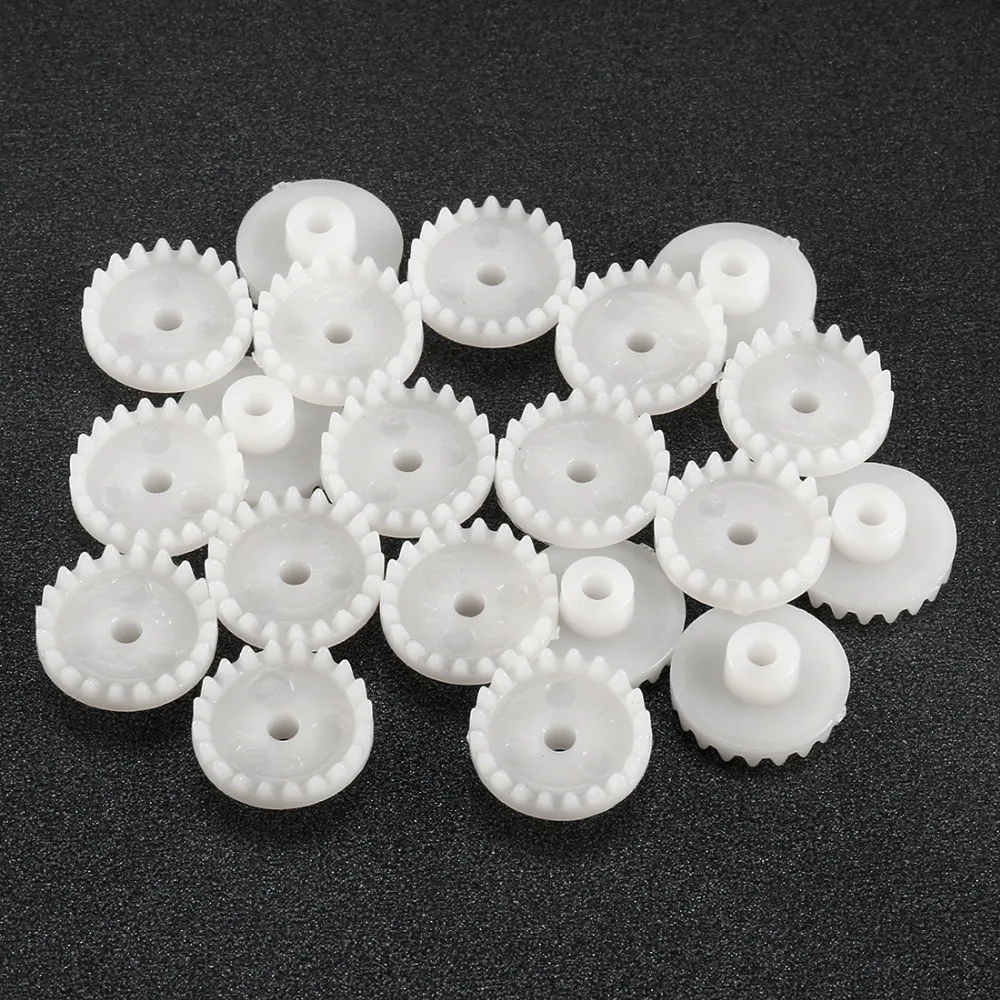 Uxcell 20Pcs C202/C282/C322A 2mm Hole Diameter White Plastic Gear Toy Accessories with 20/28/32 Teeth for DIY Car Robot Motor