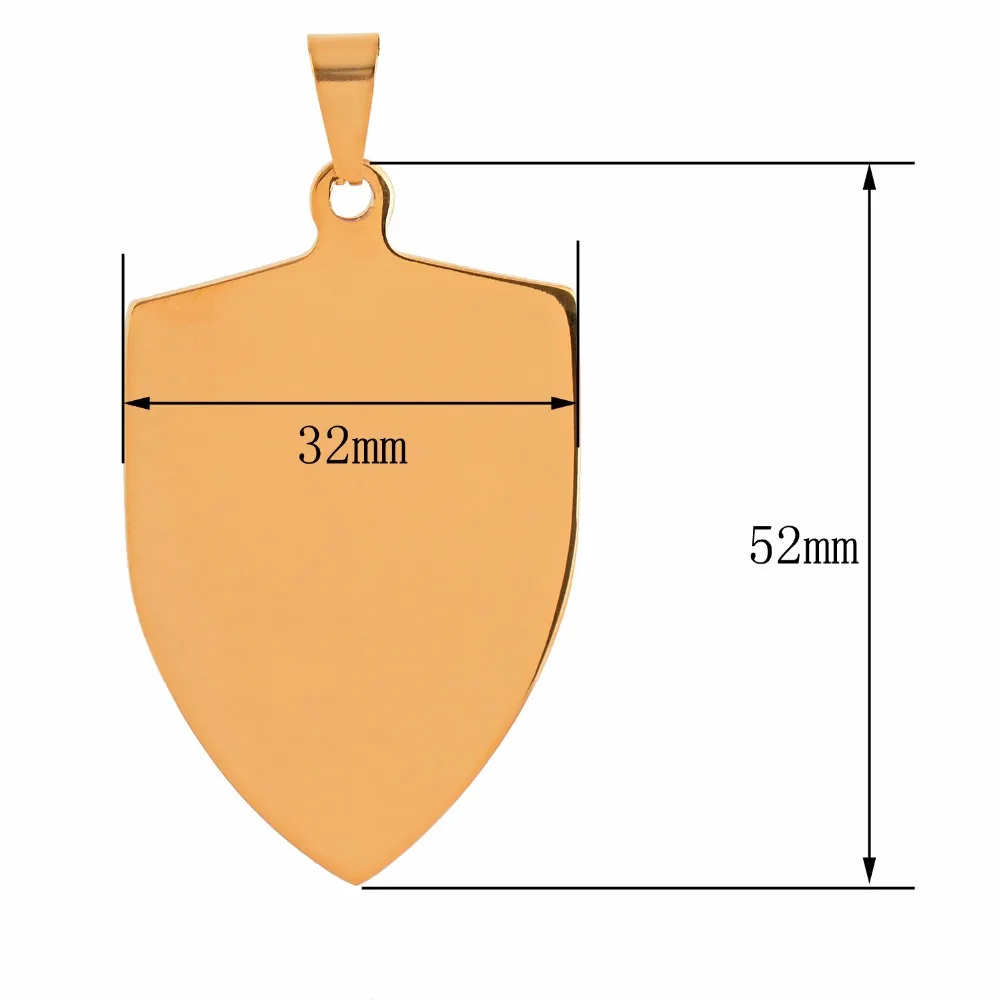 10Pcs Men Jewelry Stainless Steel Customized Dog Tags Pendant Name Engraved Shield Shape Necklace Jewelry Wholesale Dropship