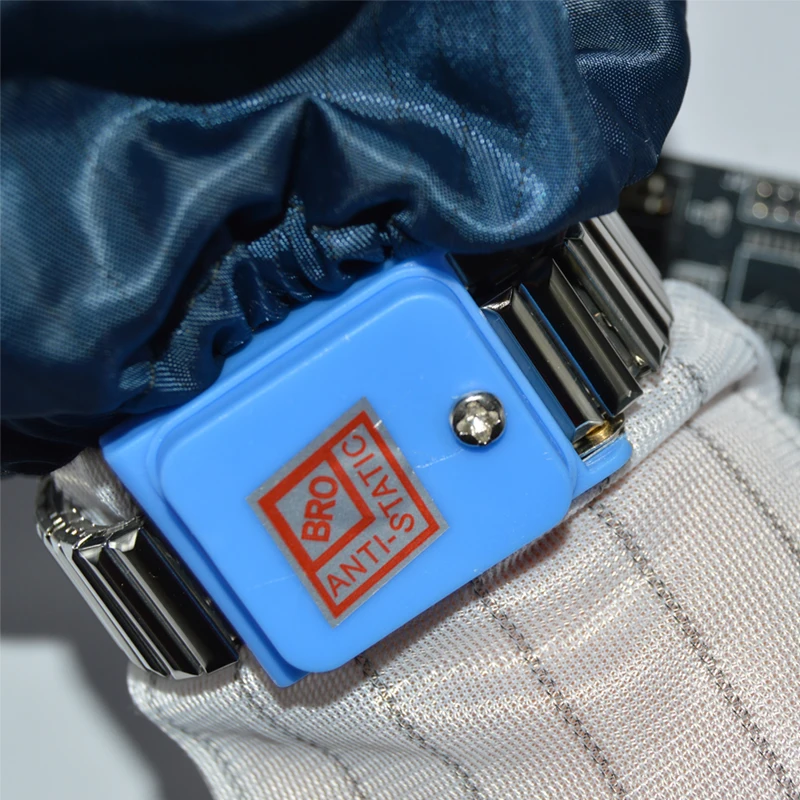 Antistatische Polsband Esd Polsband Blauwe Metalen Ontlading Voor Elektricien Ic Plcc Veiligheid Worke Handschoenen Zwart/Blauw Gratis Verzending