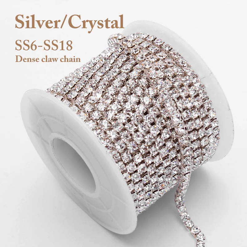 Hot glass rhinestone chain crystal transparent gold / silver cup chain clothing shoes and hats landscaping nail decoration