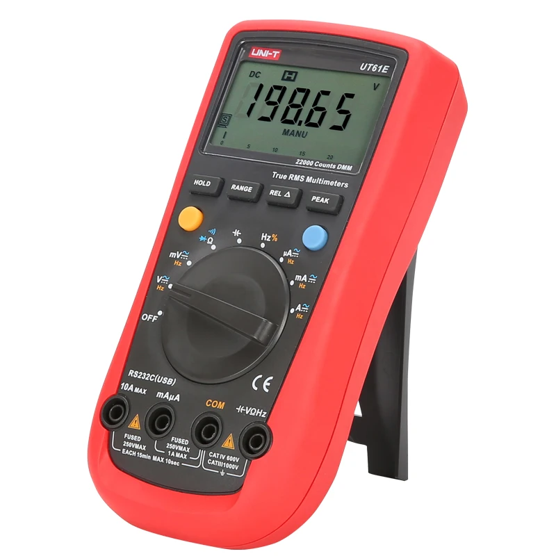 UNI-T UT61A/UT61B/UT61C/UT61D/UT61E Auto Range Digital Multimeter; Resistance/Capacitance/Frequency/Temperature Test, RS-232