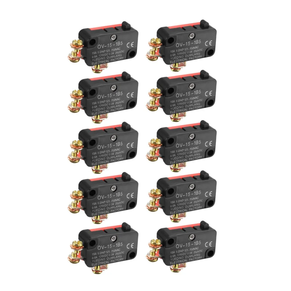 

UXCELL 10PCS 15A 125/250V AC SPDT Switches NO+NC Snap Button Hinge Roller Lever Type Micro Limit Switch with Screw Terminals