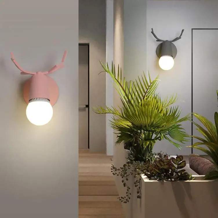 Modern deer E27 LED Lights Interesting iron deers Wall Light Fixture DesignerSpecialWall Lamp For Corridor Bedroom  Living Room