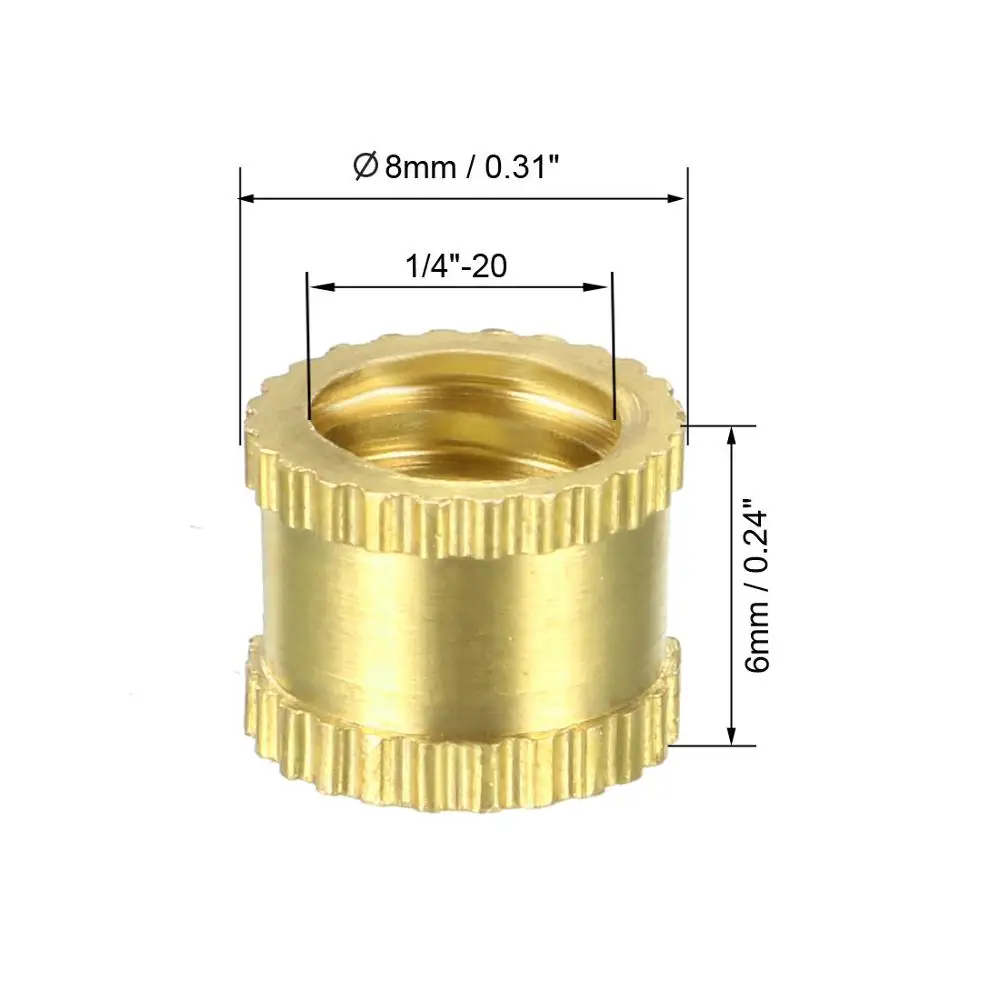 10PCS Knurled Threaded Insert Nuts 1/4\