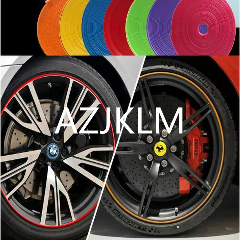 

8m Auto Car Tire Tyre Rim Protector Hub Wheel Stickers Strip Guard Line Stylish White Anti Scratch Exterior Decoration Decals