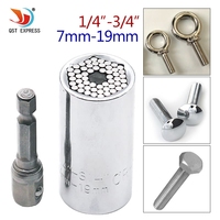 Wrench Bushing Set 7-19MM in 1Set Magic Spanner Grip Wrench Universal Socket Ratchet Wrench Fool inch Sleeve Piece