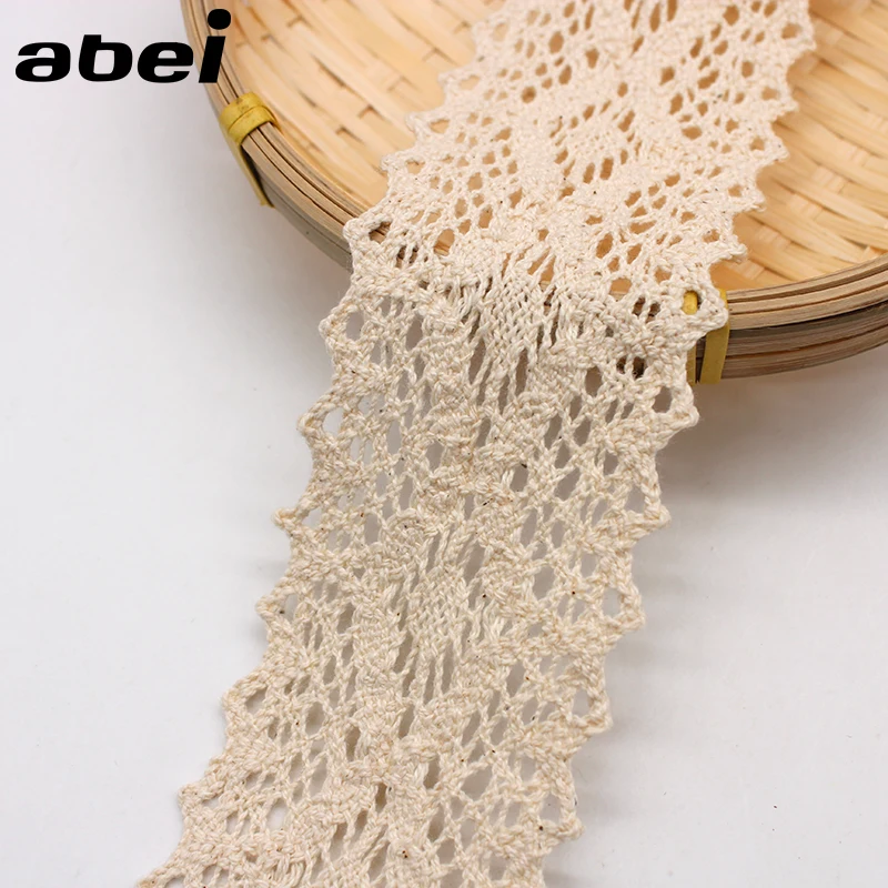 5cm 2Yards/lot Beige Black Cotton Material Lace Trims Apparel Accessories DIY Patchwork Handmade Wedding Scrapbook Craft Decors