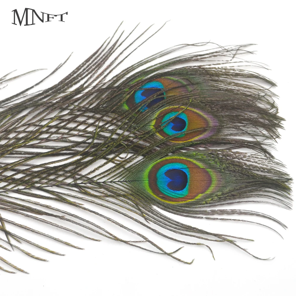 MNFT 10PCS 20-30cm Beautiful Natural Peacock Tail Feathers Eyes Fly Fishing Lure DIY Material