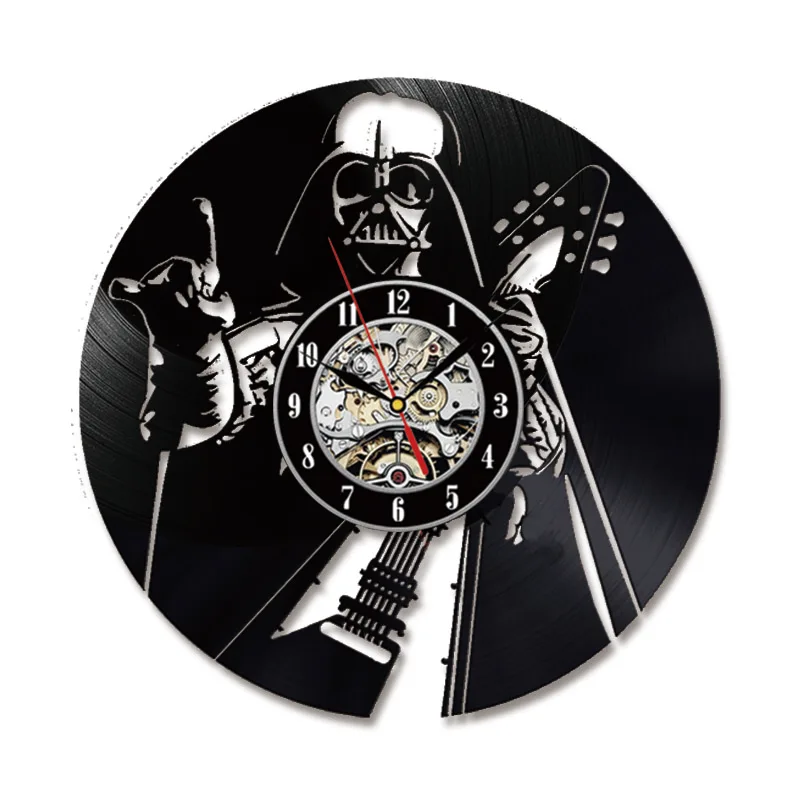 Movie Theme Vinyl Record Wall Clock Silent LED Clocks for Living Room Hanging Clock with 7-color Lights Home Decor