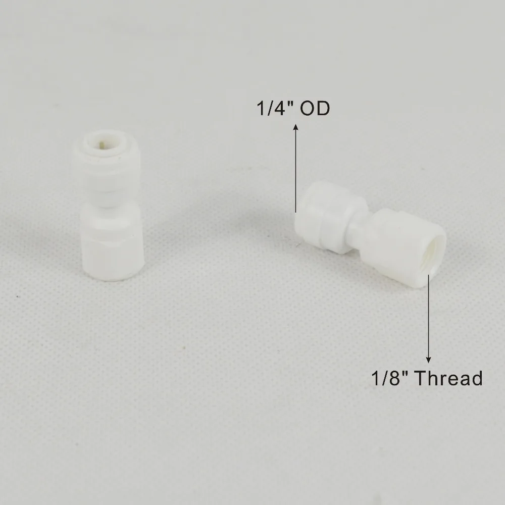 Adaptador hembra de tubo con rosca de 1/8 "a 1/4", conector rápido para filtros de agua y sistema de ósmosis inversa, paquete de 2