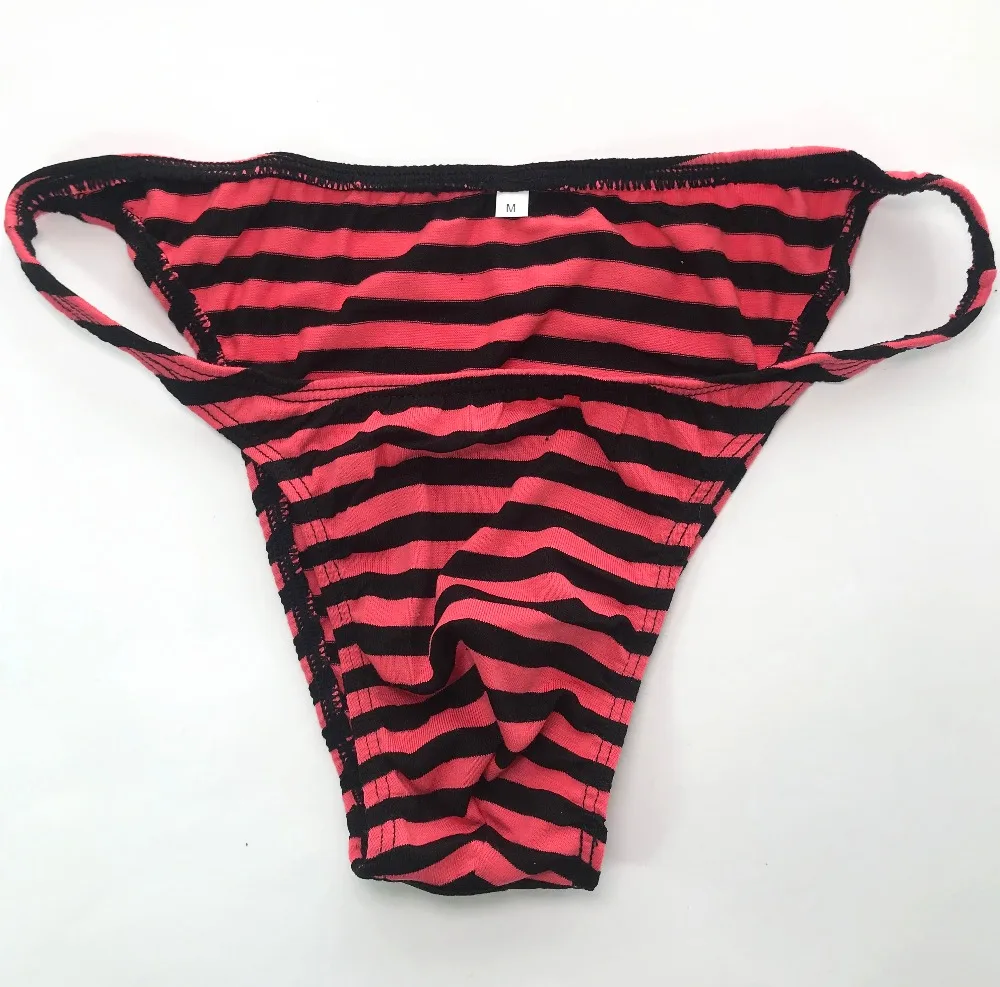 Mens String Bikini Stripe Jersy Poly/Cotton/Spandex G377C Narrow Waist Wide Stripes