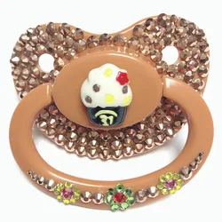 MIYOCAR unique handmade bling brown adult pacifier Adult Sized Cute Gem Pacifier Dummy ABDL Silicone Nipple pacifier