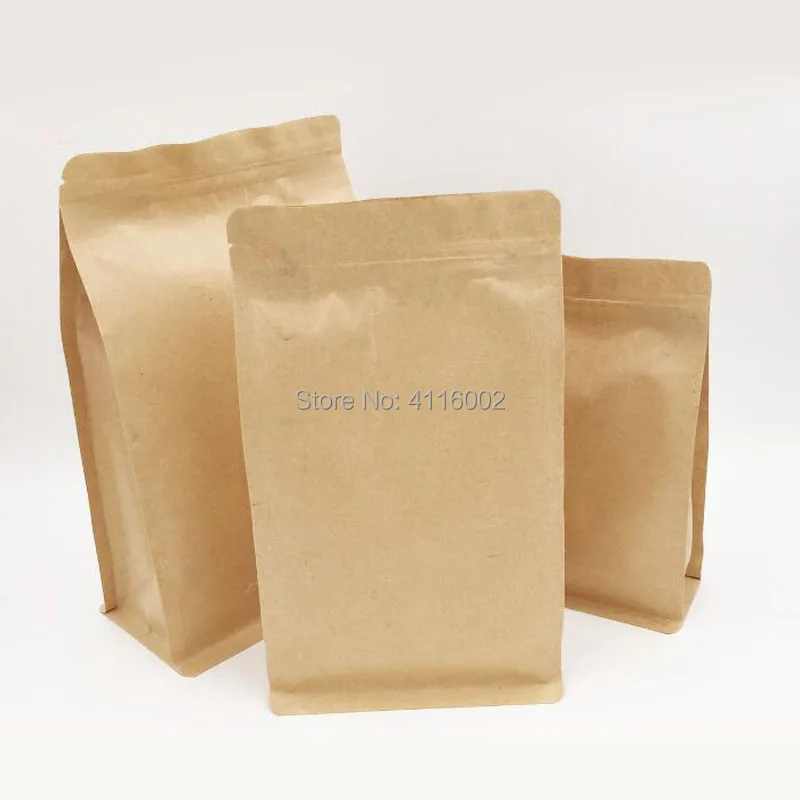 200pcs Kraft Paper Self Sealable Zipper Pouches for Cookies Nuts Storage Stand Up Reusable Food Pack Bag