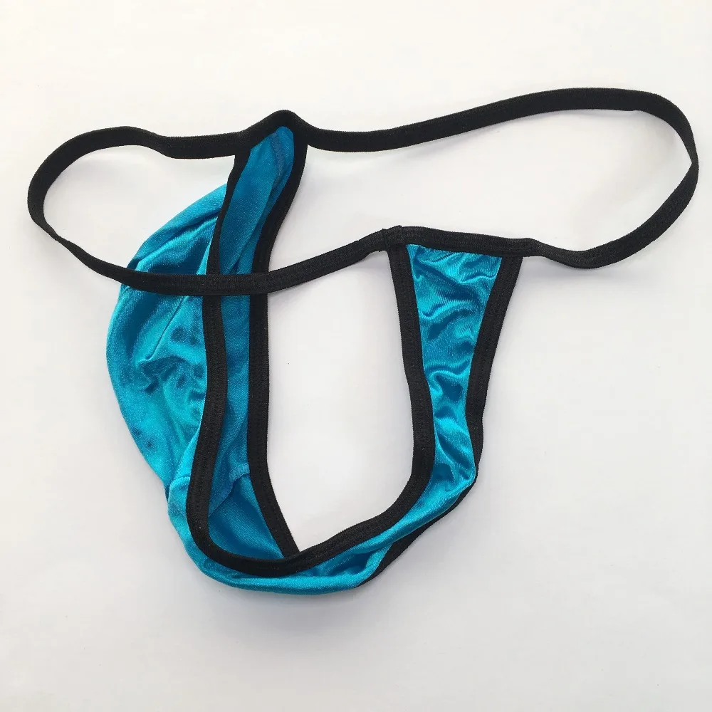 G2029 Hot Mens Sexy String Pouch Thong Shiny Satin Knit Thong Back