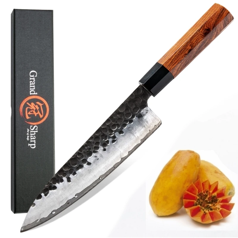 

Handmade Kitchen Knives 8 inch Chef Knife Japanese AUS10 High Carbon Steel ECO Friendly Cooking Tools Natural Wood Handle NEW