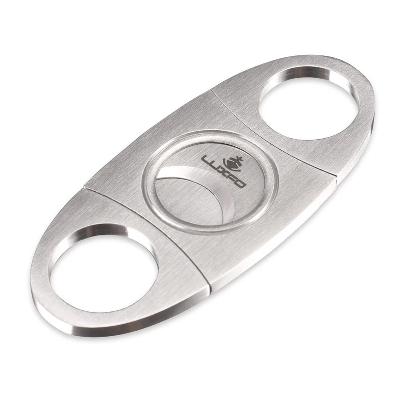 LUXFO Cigar Cutter, Double Blades Stainless Steel Silver Guillotine, Cigars Scissors Smoking Gadgets