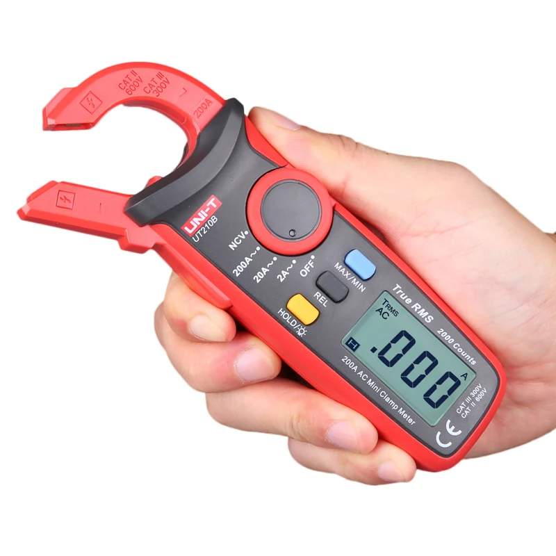 UNI-T UT210A/UT210B/UT210C AC 200A Mini Digital Clamp Meters; Resistance/Capacitance/Temperature, LCD Backlight