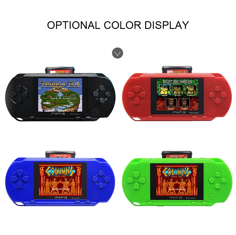 16 Bit PXP3 Handheld Game Player Video Game Console with AV Cable Support TV-out 2 Game Cards PXP 3 Slim Station Classic Games