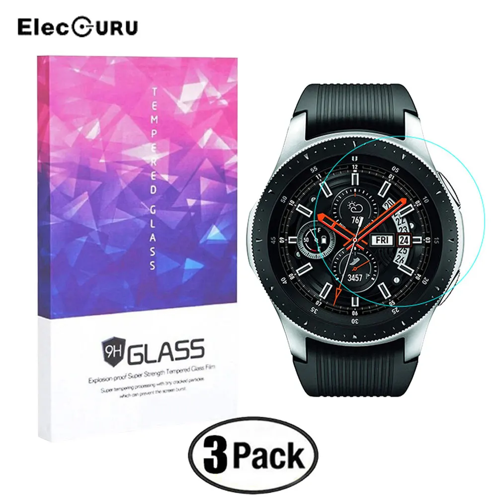 3 Pack Screen Protector For Samsung Galaxy Watch 46MM Tempered Glass 2.5D 9H Clear Anti-Scratch Bubble-free Explosion Proof Film