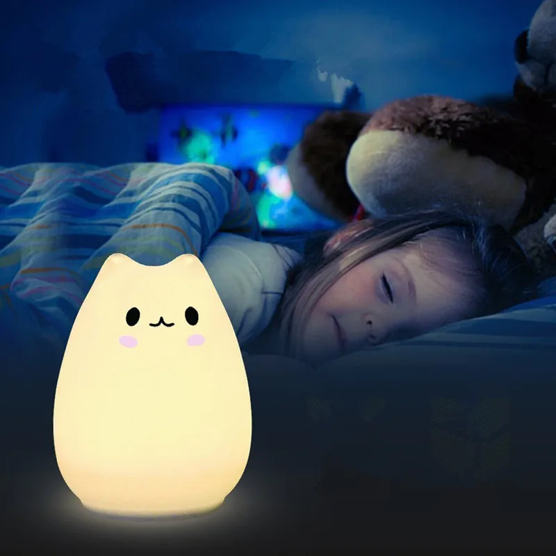 7 Colors LED Night Light For Children Baby Kids Soft Cartoon Baby