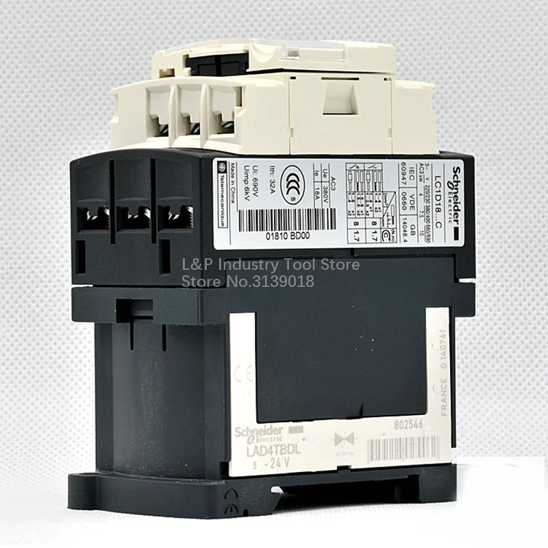 Original Schneider Electric LC1D18BDC DC24V Contactor Relay 9A 12A 18A 25A 32A 38A 24V DC 1NO 1NC Three Phase 3P Load 7.5KW-380V