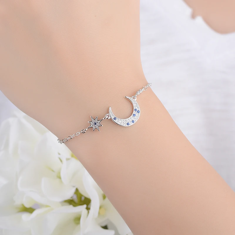 Hot Star Moon Style Women Bracelet Charm Silver Plated Bangle New Fashion Armband Accessory ts Bride Wedding