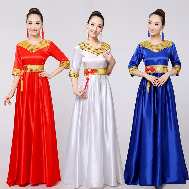 New Adult Chorus Performance Costume Long Recitation Chorus Ensemble Welcome Ceremony Stage Performance dress Women