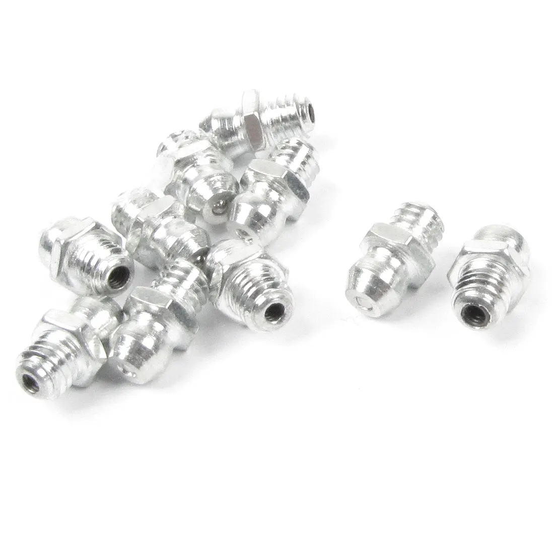 X Autohaux 10 Pcs Silver Tone 6Mm X 1Mm Male Thread Straight Grease Nipple Zerk Nozzle