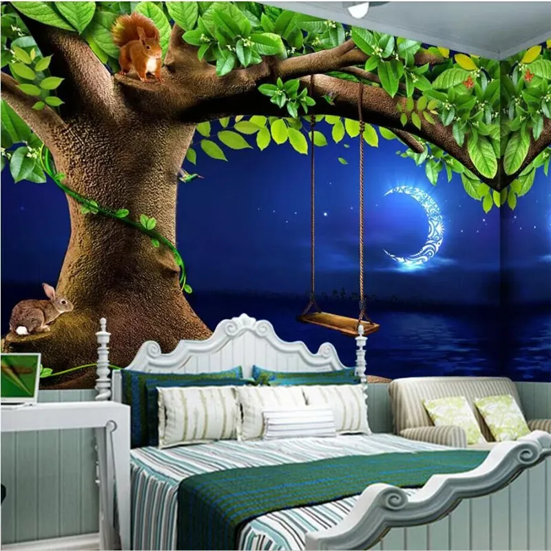 Forest Quiet Children's Room Background Wall Specializing in the production of wallpaper murals Custom photo wall Customization