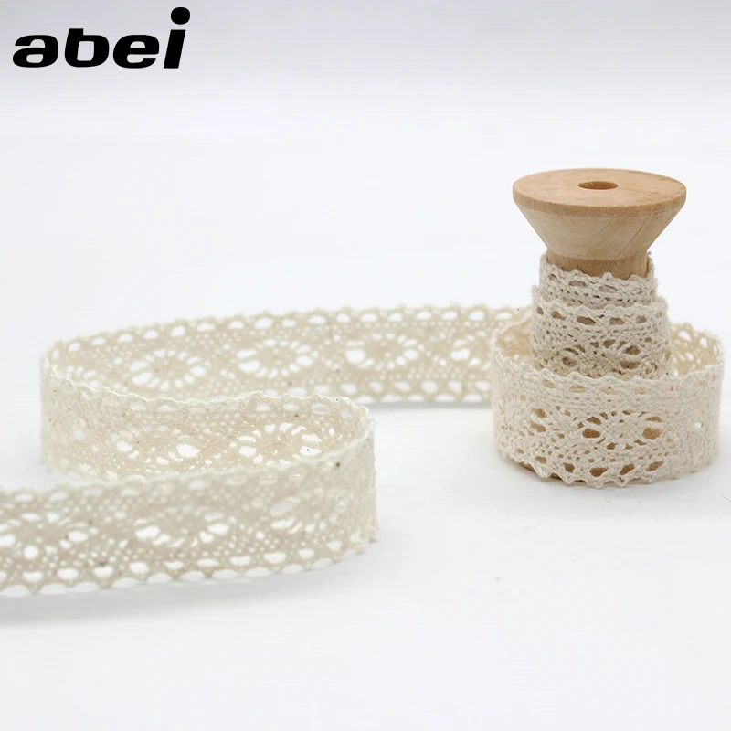 10yards/lot 19mm Beige Lace Trims Cotton Ribbon Material Garment Hometexile Accessories Wedding Craft Scrapbooking Lace Supplier