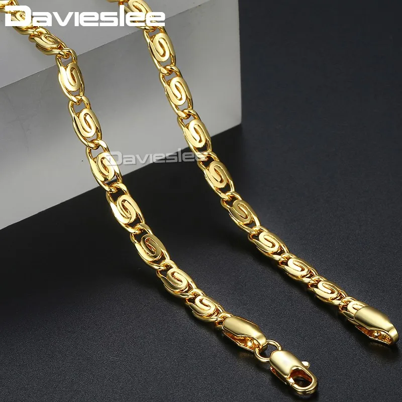 Davieslee Womens Necklace Snail Link 585 Rose Gold Color Chain Necklaces for Women Jewelry Gift 4.5mm 45cm 50cm DLGN216