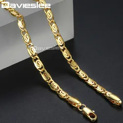 Davieslee Womens Necklace Snail Link 585 Rose Gold Color Chain Necklaces for Women Jewelry Gift 4.5mm 45cm 50cm DLGN216