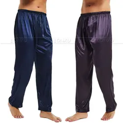 Mens Zijde Satijn Pyjama Pyjama Broek Lounge Broek Sleep Bottoms Gratis Verzending SML XL 2XL 3XL 4XL Plus