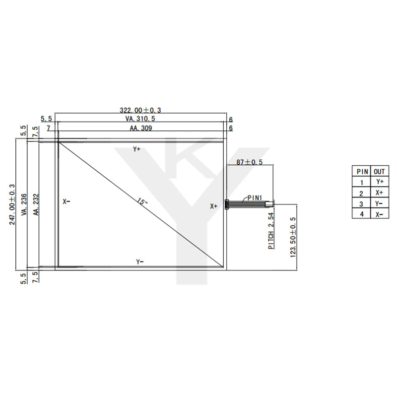 15 inch Touch Screen + USB Port Controller 4 wire 322* 247mm Card Function Glass Repair Replacement Touch Panel