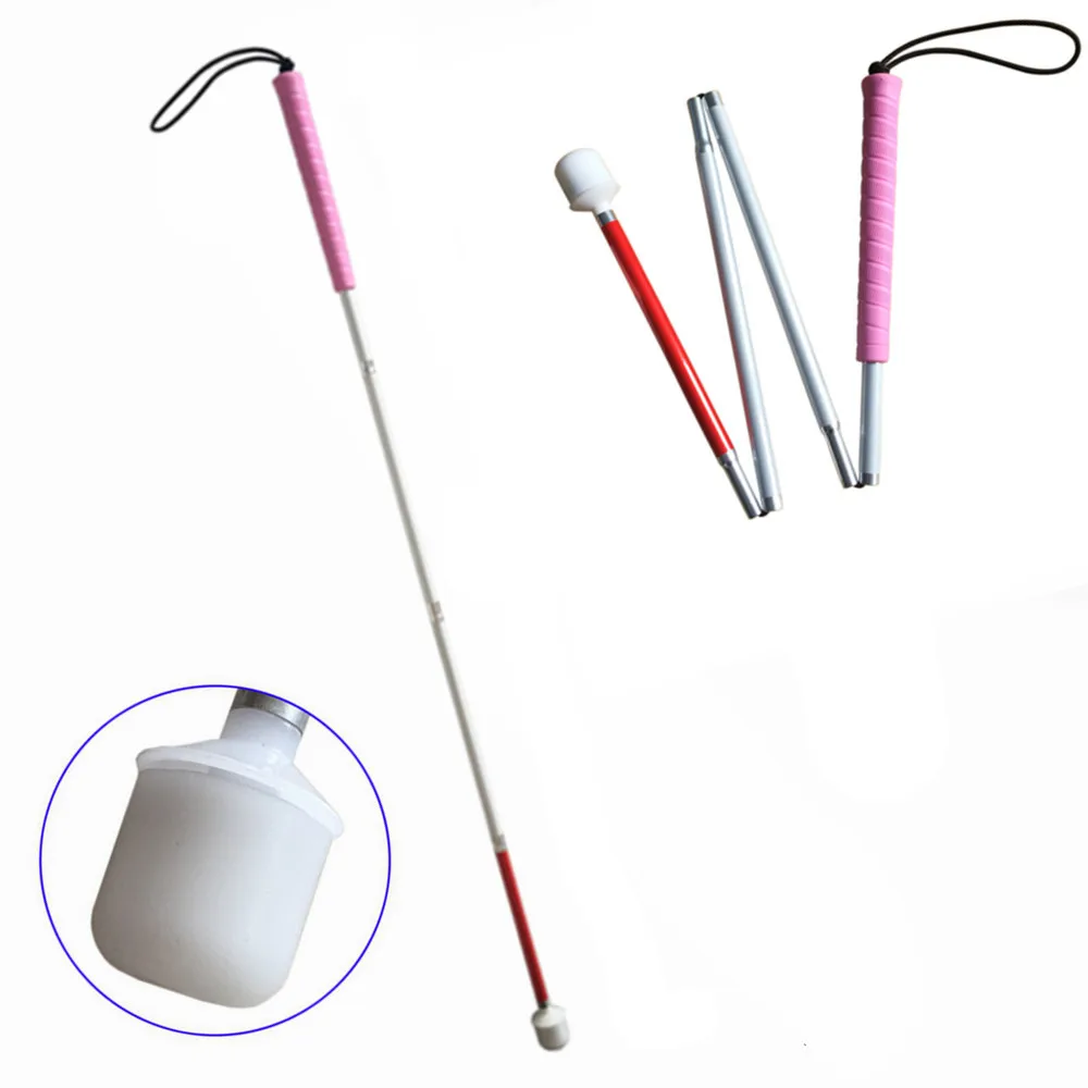 

Pink Handle, 110cm-155cm, Aluminum Mobility Folding White Cane for Vision Impaired and Blind People (folds down 4 sections)