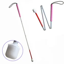 Pink Handle, 110cm-155cm, Aluminum Mobility Folding White Cane for Vision Impaired and Blind People (folds down 4 sections)
