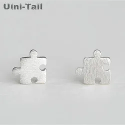 925 Tibetan silver child-friendly puzzle earrings wholesale Korean version of the simple wild cute live wave high quality ED296