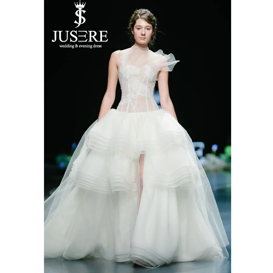 JUSERE FASHION SHOW White Wedding Dress Embroidyer Charming See Through Ball Gown Bridal Gowns Robe De Mariage Noivas